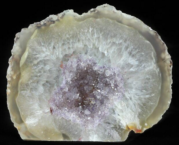 Polished Brazilian Agate Standup - Amethyst Crystals #61973